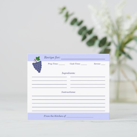 Trauben Rezept Karte (Stehend Vorderseite)
