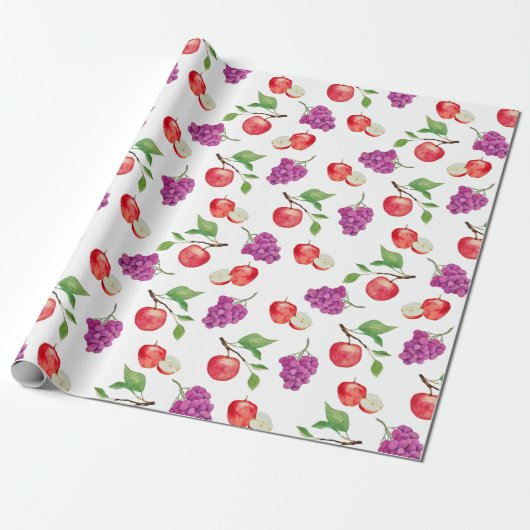 Trauben und Äpfel Fruchtliebhaber Geschenkpapier (Ungerollt)