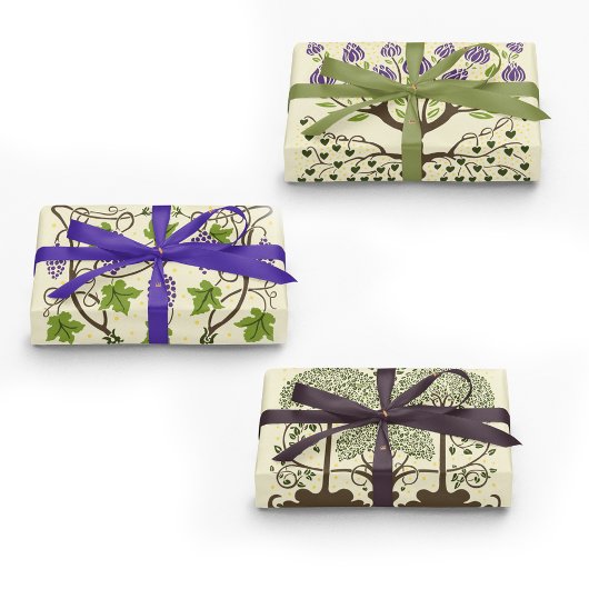 Trauben und Bäume von Aubrey Beardsley Geschenkpapier Set