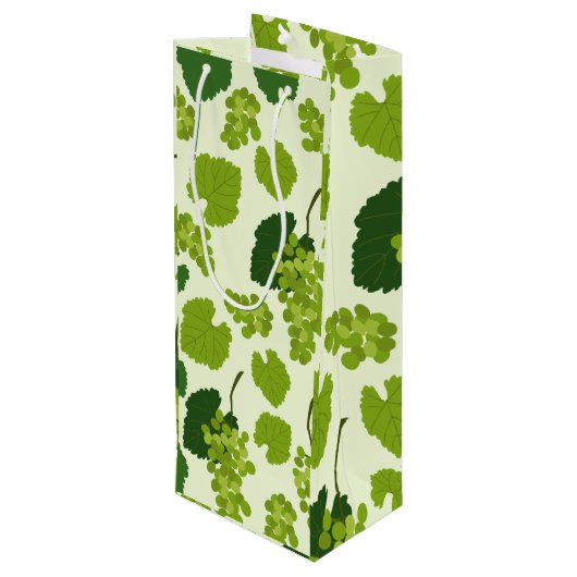 Trauben und Blätter Geschenktüte Für Weinflaschen (Rückseite Schrägansicht)
