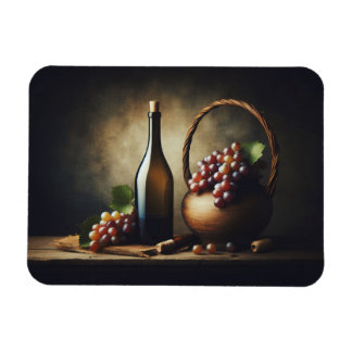 Trauben und eine Flasche Wein Stillleben Magnet