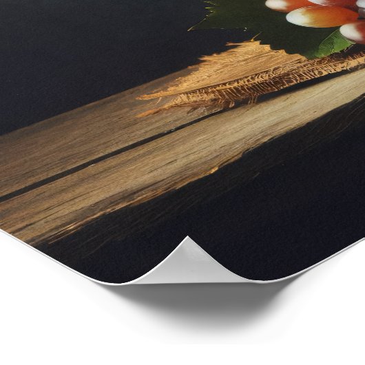 Trauben und eine Flasche Wein Stillleben Poster (Ecke)