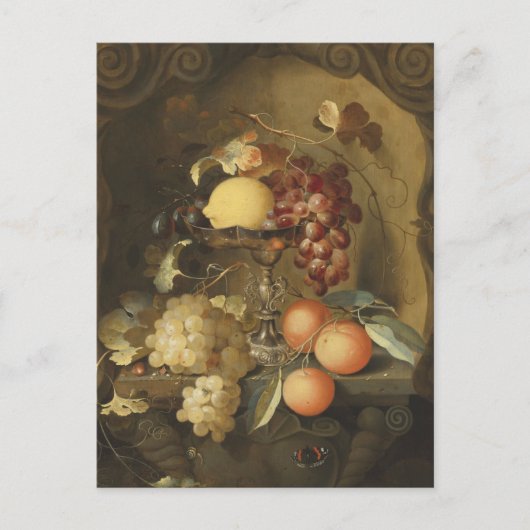 Trauben und Lemon auf der Tazza von Laurens Craen Postkarte (Vorderseite)