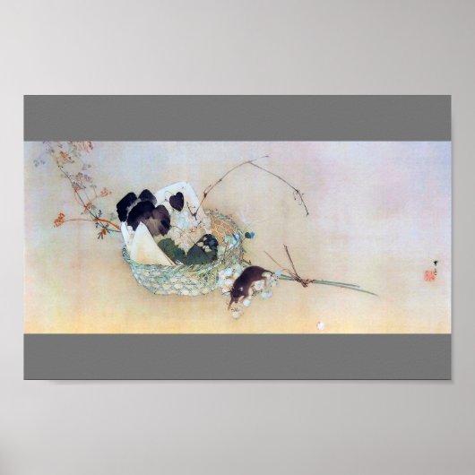 Trauben und Maus, Watanabe Seitei Poster (Vorne)