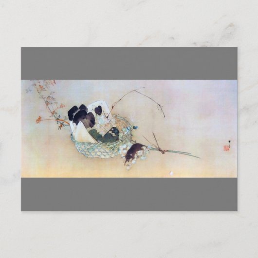 Trauben und Maus, Watanabe Seitei Postkarte (Vorderseite)