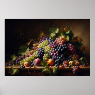 Trauben und Obst Stillleben Malerei Poster
