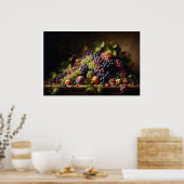 Trauben und Obst Stillleben Malerei Poster (Küche)