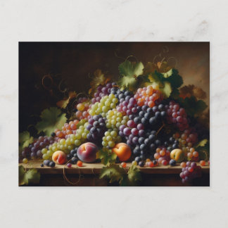 Trauben und Obst Stillleben Malerei Postkarte