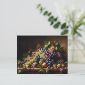 Trauben und Obst Stillleben Malerei Postkarte (Stehend Vorderseite)