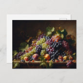 Trauben und Obst Stillleben Malerei Postkarte (Vorne/Hinten)
