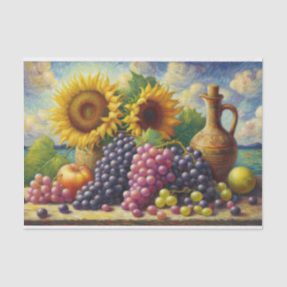 Trauben und Sonnenblumen Ölgemälde Dekoupage Seidenpapier
