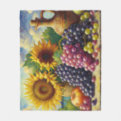 Trauben und Sonnenblumen Ölgemälde Fleecedecke (Vorderseite)