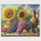 Trauben und Sonnenblumen Ölgemälde Geschenkpapier (Flach)