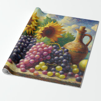 Trauben und Sonnenblumen Ölgemälde Geschenkpapier