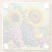 Trauben und Sonnenblumen Ölgemälde Glasuntersetzer (Rückseite)