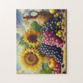 Trauben und Sonnenblumen Ölgemälde Puzzle (Vertikal)