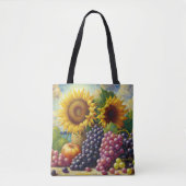 Trauben und Sonnenblumen Ölgemälde Tasche (Vorderseite)