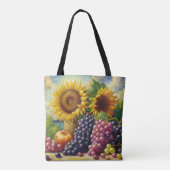 Trauben und Sonnenblumen Ölgemälde Tasche (Rückseite)