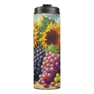 Trauben und Sonnenblumen Ölgemälde Thermosbecher