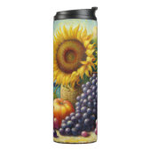 Trauben und Sonnenblumen Ölgemälde Thermosbecher (Nach links gedreht)