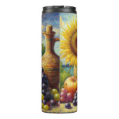 Trauben und Sonnenblumen Ölgemälde Thermosbecher (Rückseite)