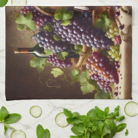 Trauben und Stillleben Geschirrtuch (Gefaltet)