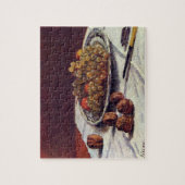 Trauben und Walnüsse auf einem Tisch Sisley Impres Puzzle (Vertikal)
