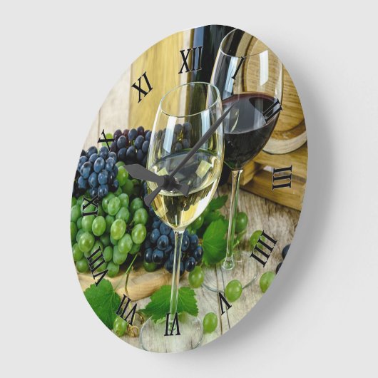 Trauben und Wein Große Wanduhr (Winkel)