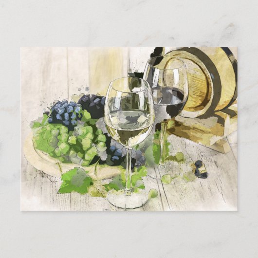 Trauben und Wein Postkarte (Vorderseite)
