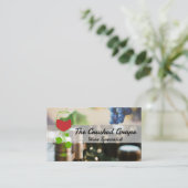 Trauben und Weinflaschen Visitenkarte (Stehend Vorderseite)