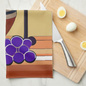 Trauben und Wineglass in Maroon und Tan Geschirrtuch (Viertel Falte)