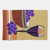 Trauben und Wineglass in Maroon und Tan Geschirrtuch (Horizontal)