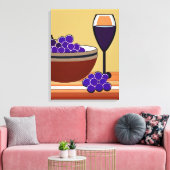 Trauben und Wineglass in Maroon und Tan Leinwanddruck (Insitu (Wohnzimmer))