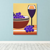 Trauben und Wineglass in Maroon und Tan Leinwanddruck (Insitu (Holzboden))