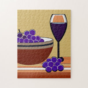 Trauben und Wineglass in Maroon und Tan Puzzle