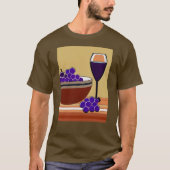 Trauben und Wineglass in Maroon und Tan T-Shirt (Vorderseite)