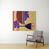 Trauben und Wineglass in Maroon und Tan Wandteppich (Beispiel (Horizontal))