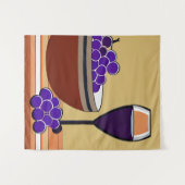 Trauben und Wineglass in Maroon und Tan Wandteppich (Vorderseite (Horizontal))