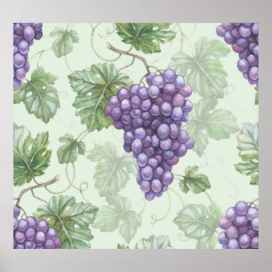 Trauben Wasserfarbe, Frucht Nahtloses Muster. Poster