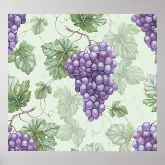 Trauben Wasserfarbe, Frucht Nahtloses Muster. Poster (Vorne)