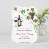 Trauben-Wein-Probieren-Ereignis-Party Einladung (Stehend Vorderseite)