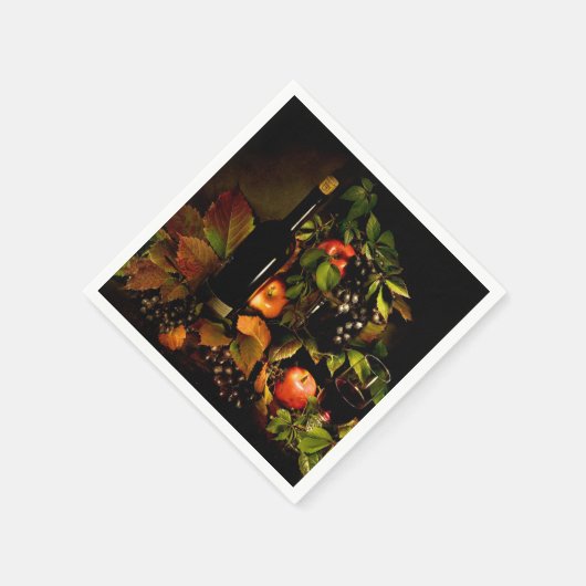 Trauben, Wein und Äpfel Serviette (Ecke)