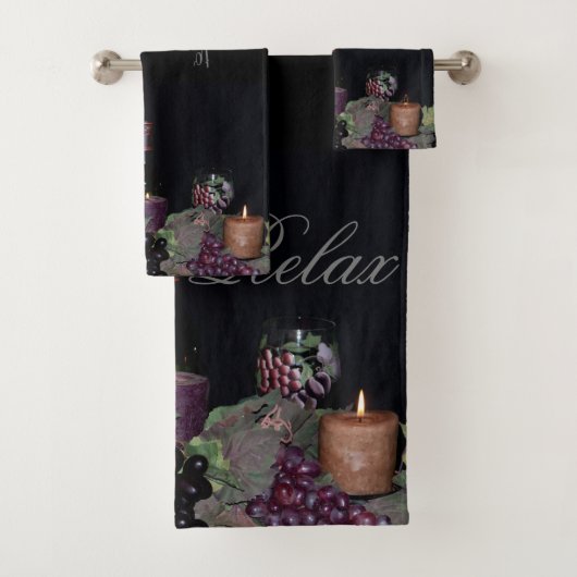 Trauben, Wein und Kerzen Badhandtuch Set (Insitu)