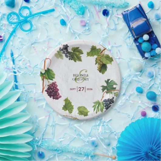 Trauben Weinberg Griechische Insel Hochzeit Pappteller (Party)