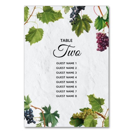 Trauben Weinberg Griechische Insel Hochzeit Tischnummer (Rückseite)