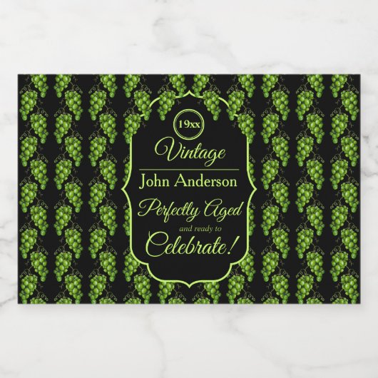 Trauben Weinflaschen Getränkekennzeichnung Schaumweinetikett (Einzelnes Label)