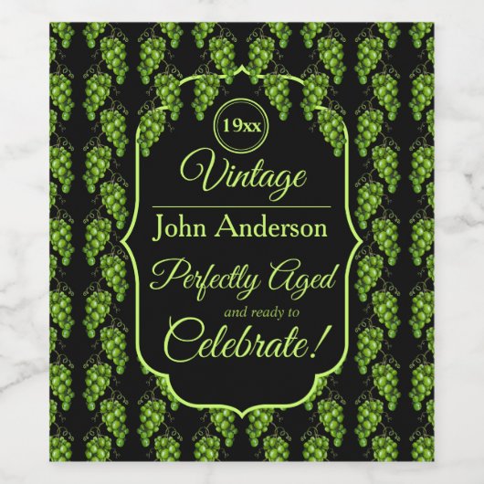 Trauben Weinflaschen Getränkekennzeichnung Weinetikett (Einzelnes Label)