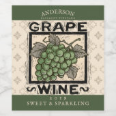 Trauben Weißwein hausgemachte Büsche herzlich Weinetikett (Einzelnes Label)