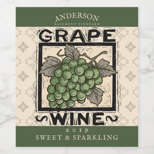 Trauben Weißwein hausgemachte Büsche herzlich Weinetikett (Einzelnes Label)