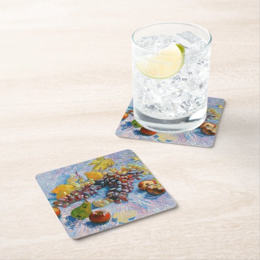 Trauben, Zitronen, Birnen und Äpfel, Van Gogh Rechteckiger Pappuntersetzer (Vor Ort)